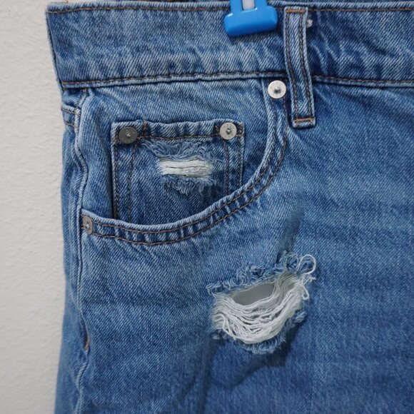 Women's Distressed Raw Hem Jean Shorts - Aeropostale - Mom Jeans - Size … - Picture 4 of 9